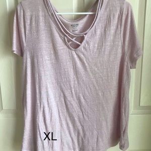 Pink crisscross tee